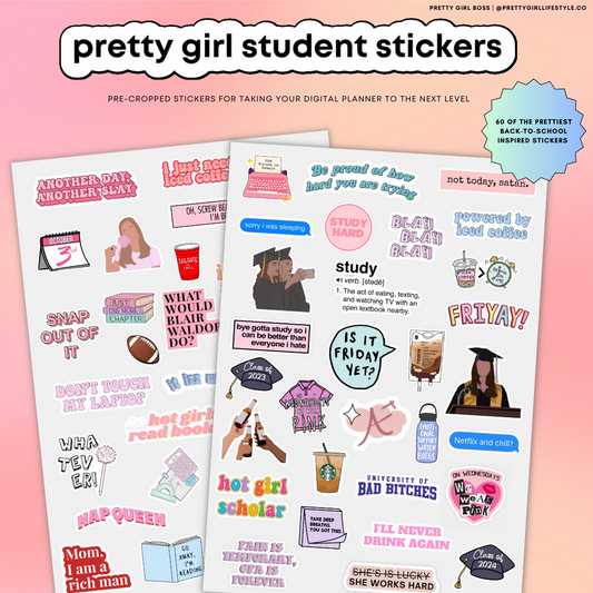 Pretty Girl Student Digital Sticker MEGA Pack