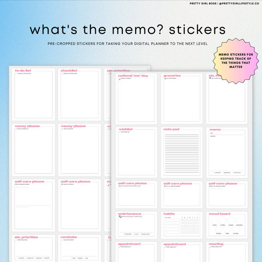 PGB What's The Memo? Sticker Set in Pink