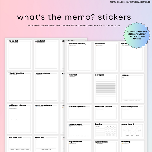 PGB What's The Memo? Sticker Set in Minimal Tones